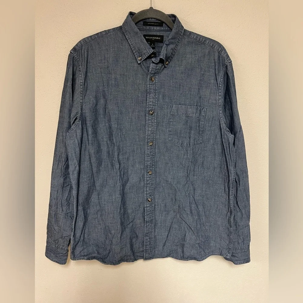 Banana Republic untucked slim fit cotton button down L